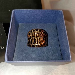 Original Vintage Glass Leopard Murano Ring  size 7